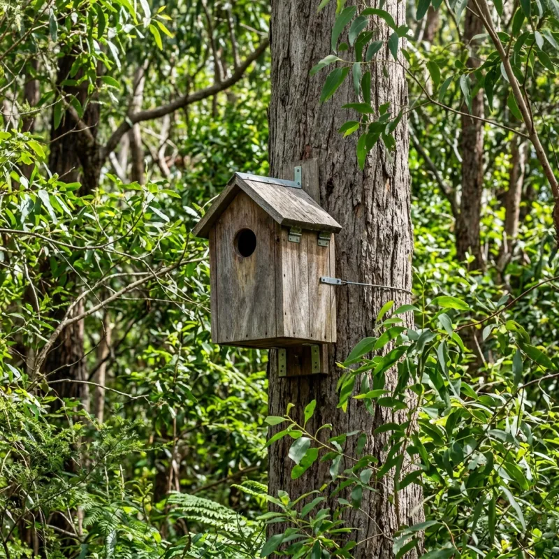Animal nesting box installed as a humane alternative to a Banyule roof cavity